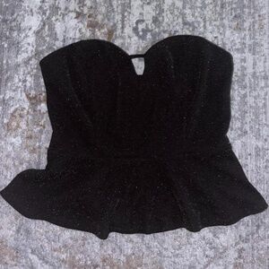 Vintage peplum glittery strapless top
